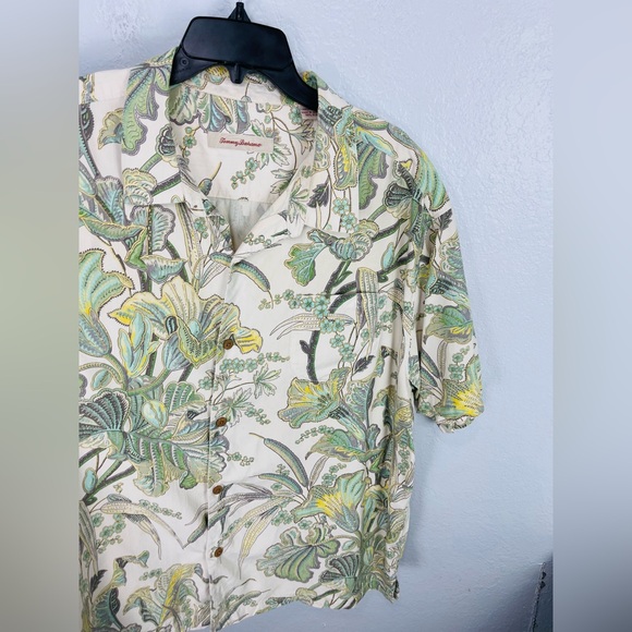Tommy Bahama Men’s Hawaiian Green Tropical Floral Silk Button Down Shirt XXL - Picture 4 of 8